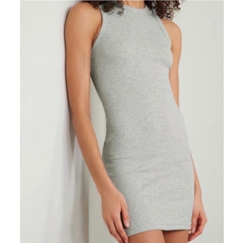 NEW Skims Cotton Rib Tank Mini Dress Gray Size Med